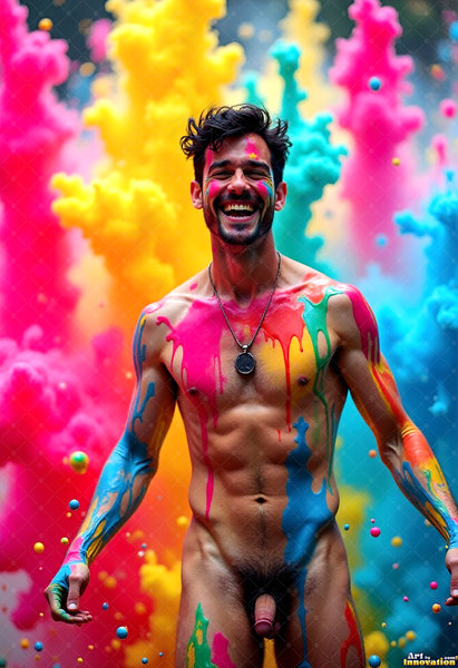 Body Paint Splat Fun Nude - AI Abstract Art