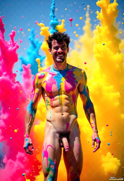 Body Paint Splat Fun Nude - AI Abstract Art