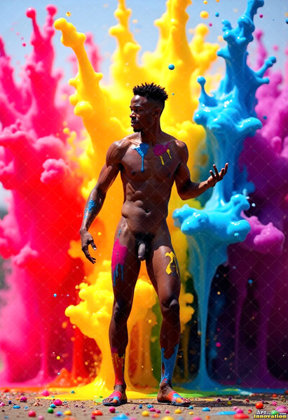 Body Paint Splat Fun Nude - AI Abstract Art