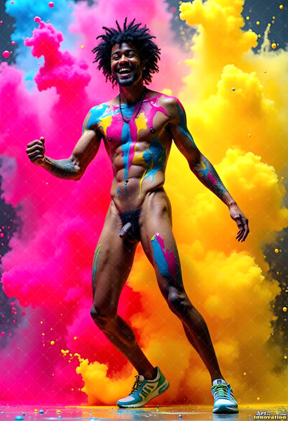 Body Paint Splat Fun Nude - AI Abstract Art