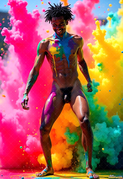 Body Paint Splat Fun Nude - AI Abstract Art