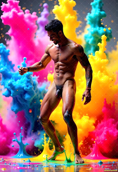 Body Paint Splat Fun Nude - AI Abstract Art