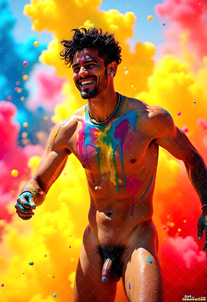 Body Paint Splat Fun Nude - AI Abstract Art