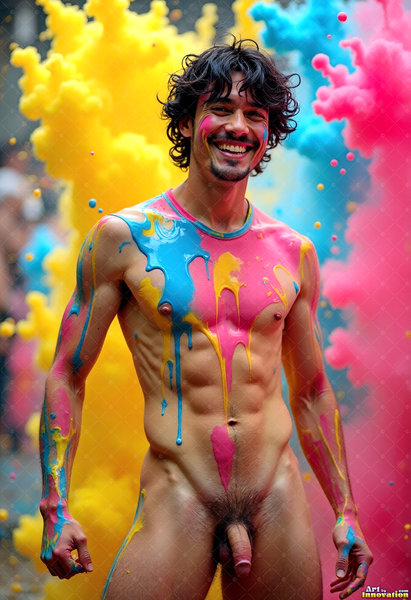Body Paint Splat Fun Nude - AI Abstract Art