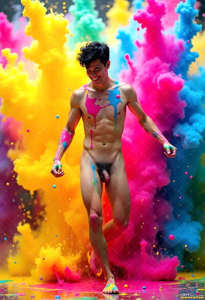 Body Paint Splat Fun Nude - AI Abstract Art