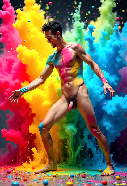 Body Paint Splat Fun Nude - AI Abstract Art