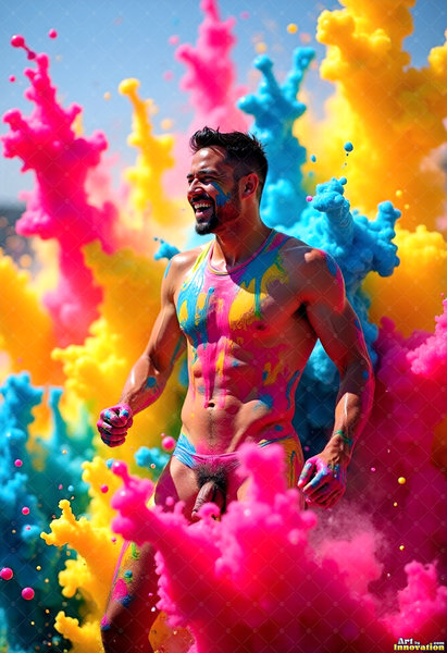 Body Paint Splat Fun Nude - AI Abstract Art