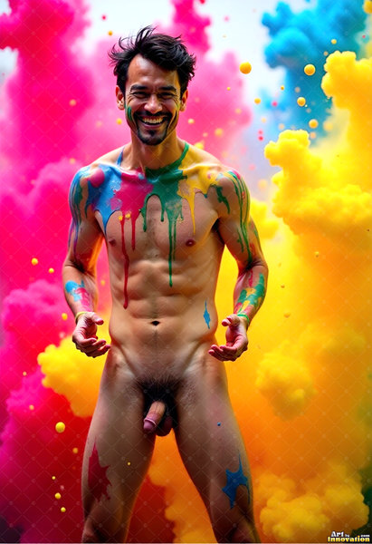 Body Paint Splat Fun Nude - AI Abstract Art