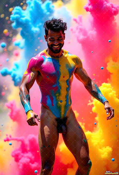 Body Paint Splat Fun Nude - AI Abstract Art
