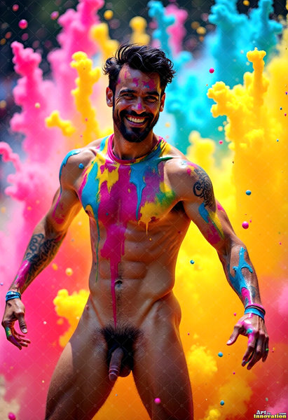 Body Paint Splat Fun Nude - AI Abstract Art
