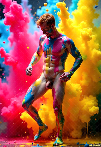 Body Paint Splat Fun Nude - AI Abstract Art