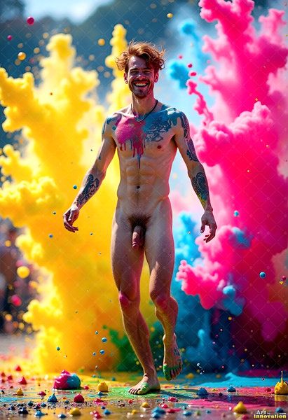Body Paint Splat Fun Nude - AI Abstract Art
