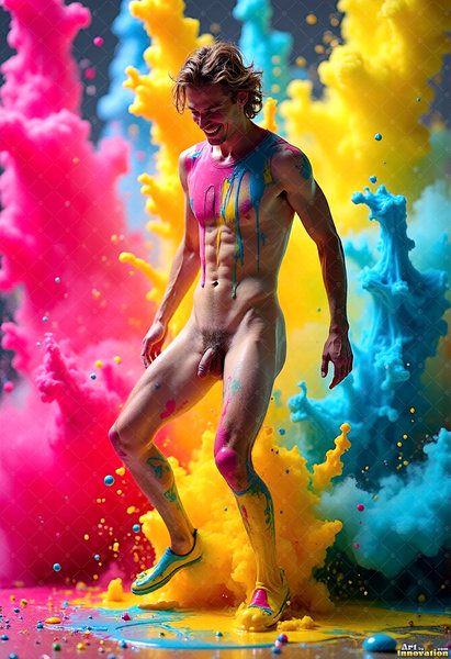 Body Paint Splat Fun Nude - AI Abstract Art