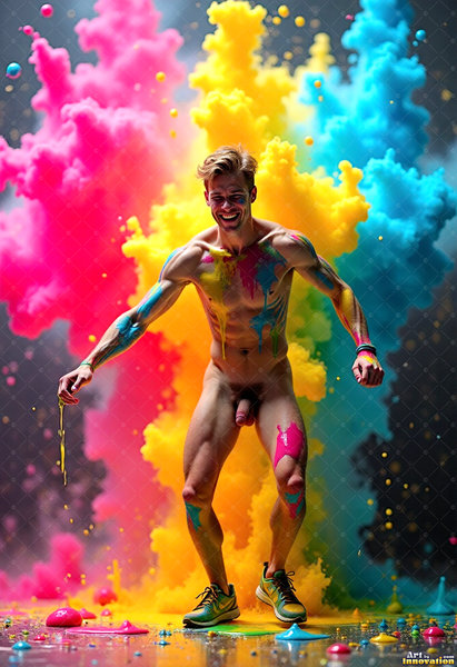 Body Paint Splat Fun Nude - AI Abstract Art