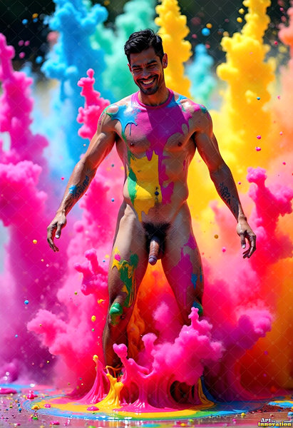 Body Paint Splat Fun Nude - AI Abstract Art