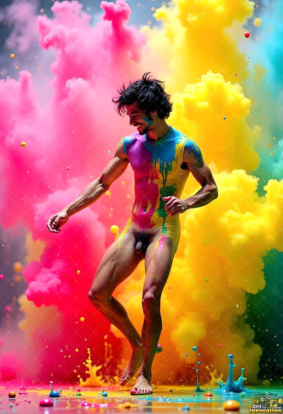 Body Paint Splat Fun Nude - AI Abstract Art