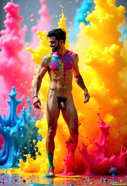 Body Paint Splat Fun Nude - AI Abstract Art