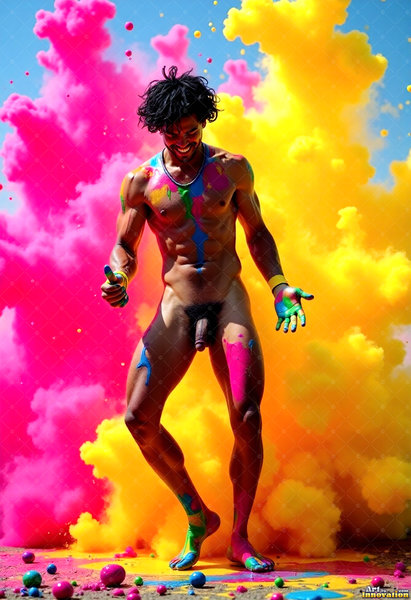 Body Paint Splat Fun Nude - AI Abstract Art