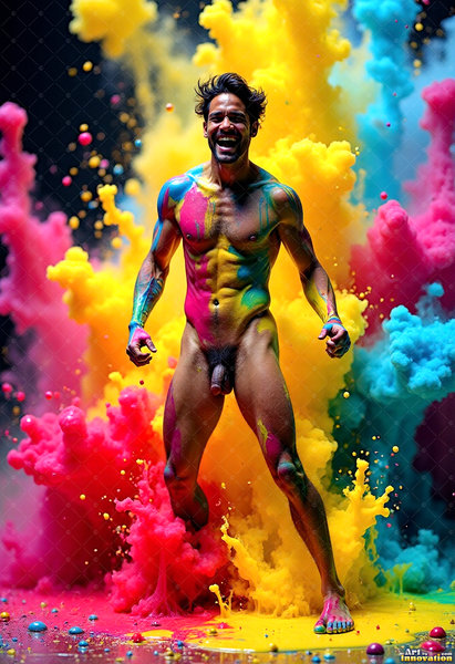 Body Paint Splat Fun Nude - AI Abstract Art
