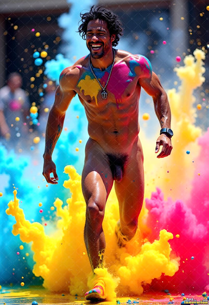 Body Paint Splat Fun Nude - AI Abstract Art