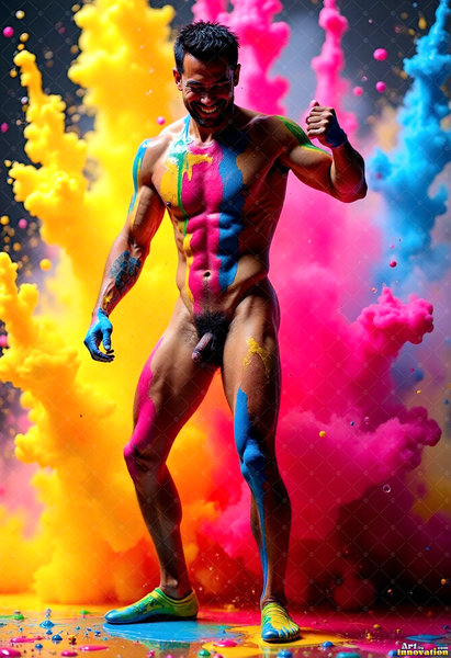 Body Paint Splat Fun Nude - AI Abstract Art
