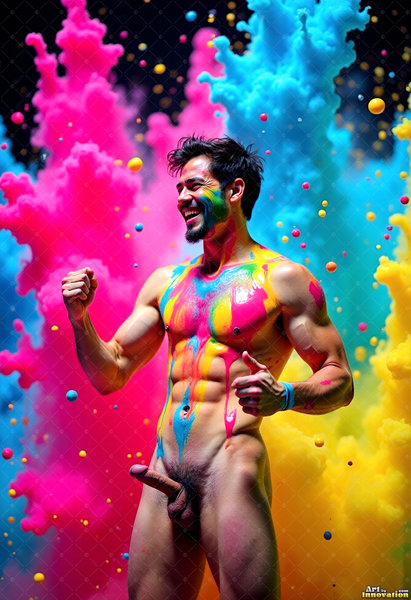 Body Paint Splat Fun Nude - AI Abstract Art