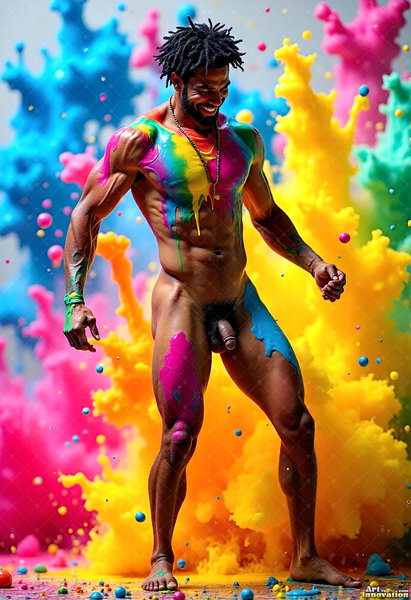 Body Paint Splat Fun Nude - AI Abstract Art