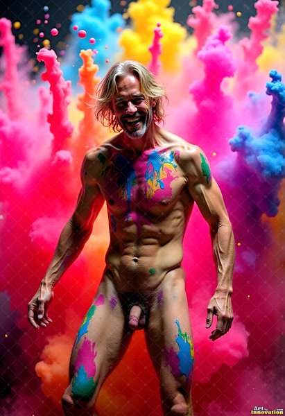 Body Paint Splat Fun Nude - AI Abstract Art
