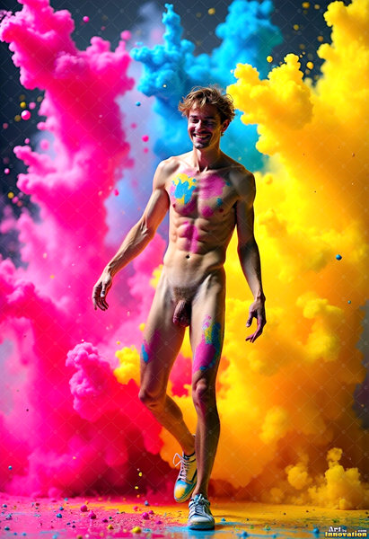 Body Paint Splat Fun Nude - AI Abstract Art