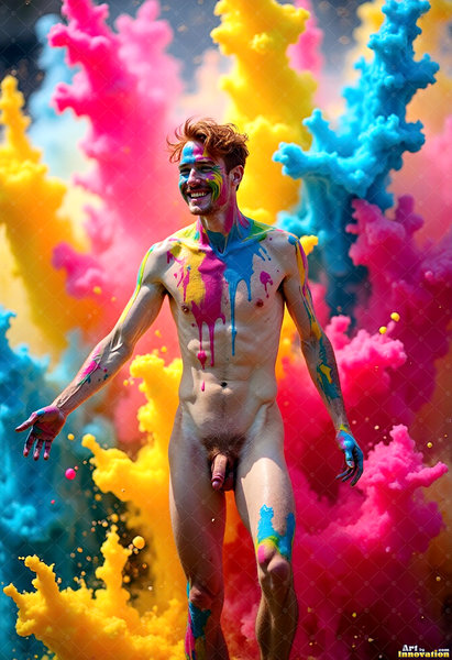 Body Paint Splat Fun Nude - AI Abstract Art