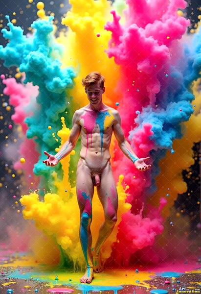 Body Paint Splat Fun Nude - AI Abstract Art