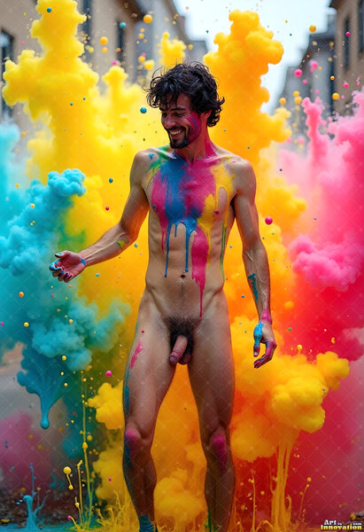 Body Paint Splat Fun Nude - AI Abstract Art