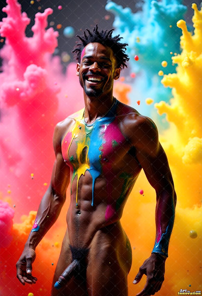 Body Paint Splat Fun Nude - AI Abstract Art