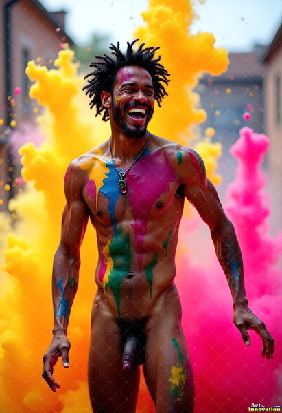 Body Paint Splat Fun Nude - AI Abstract Art