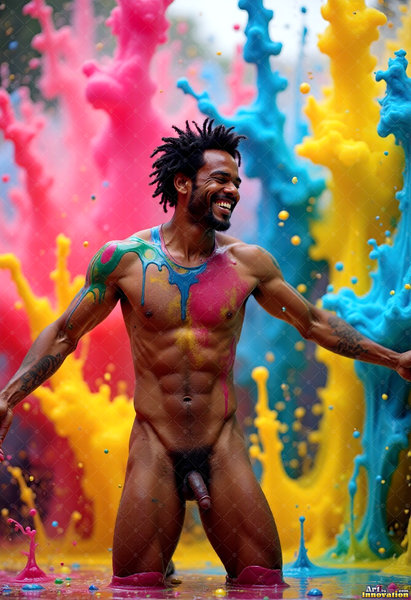 Body Paint Splat Fun Nude - AI Abstract Art
