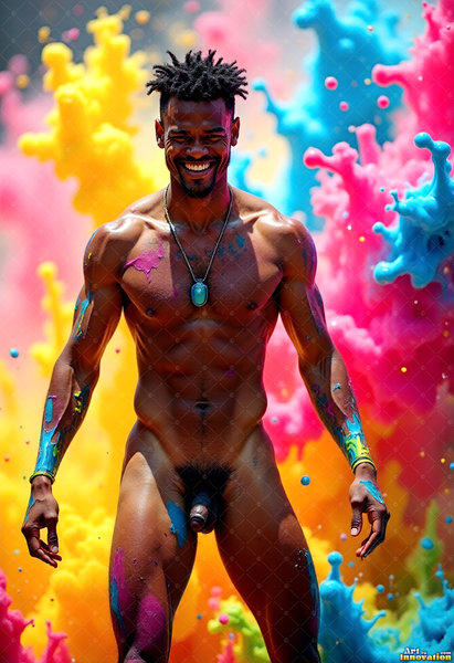 Body Paint Splat Fun Nude - AI Abstract Art