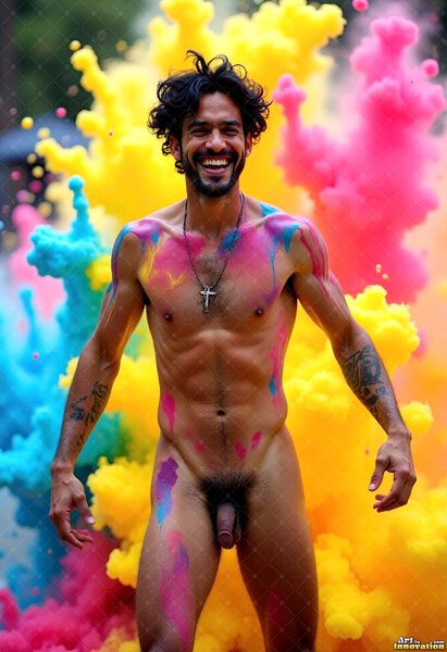 Body Paint Splat Fun Nude - AI Abstract Art