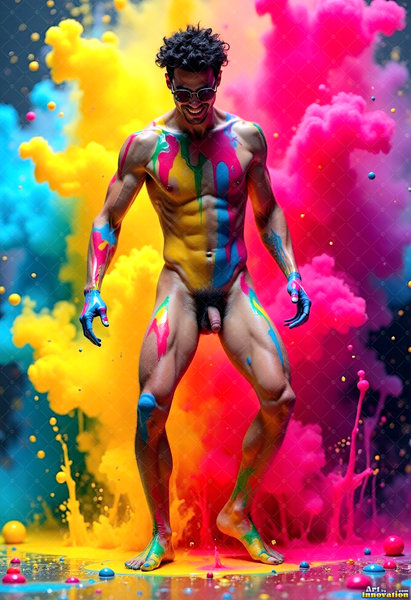 Body Paint Splat Fun Nude - AI Abstract Art
