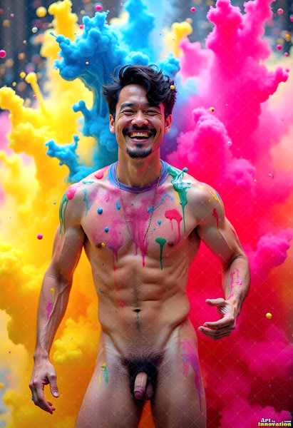 Body Paint Splat Fun Nude - AI Abstract Art