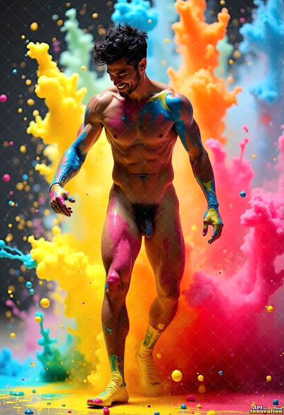 Body Paint Splat Fun Nude - AI Abstract Art