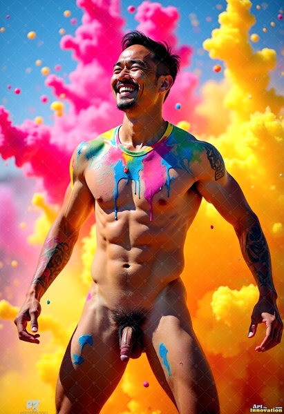 Body Paint Splat Fun Nude - AI Abstract Art