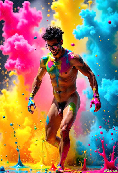 Body Paint Splat Fun Nude - AI Abstract Art