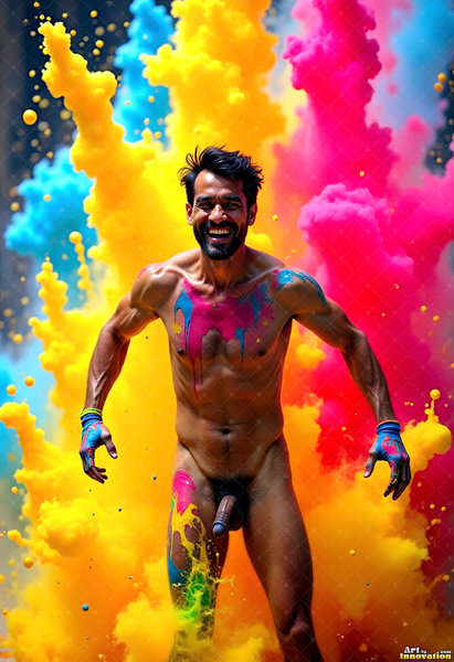 Body Paint Splat Fun Nude - AI Abstract Art