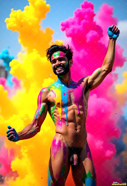 Body Paint Splat Fun Nude - AI Abstract Art