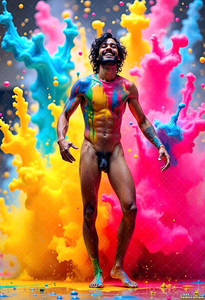 Body Paint Splat Fun Nude - AI Abstract Art
