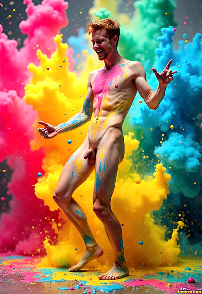 Body Paint Splat Fun Nude - AI Abstract Art