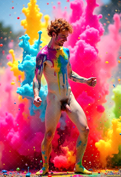 Body Paint Splat Fun Nude - AI Abstract Art