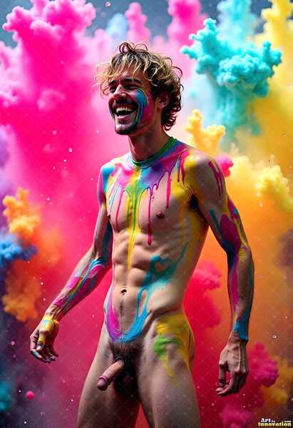 Body Paint Splat Fun Nude - AI Abstract Art