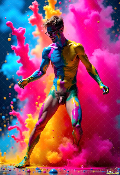 Body Paint Splat Fun Nude - AI Abstract Art