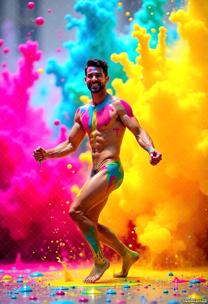 Body Paint Splat Fun Nude - AI Abstract Art